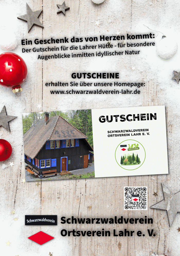 Weihnachtsflyer - Der Gutschein für die Lahrer Hütte